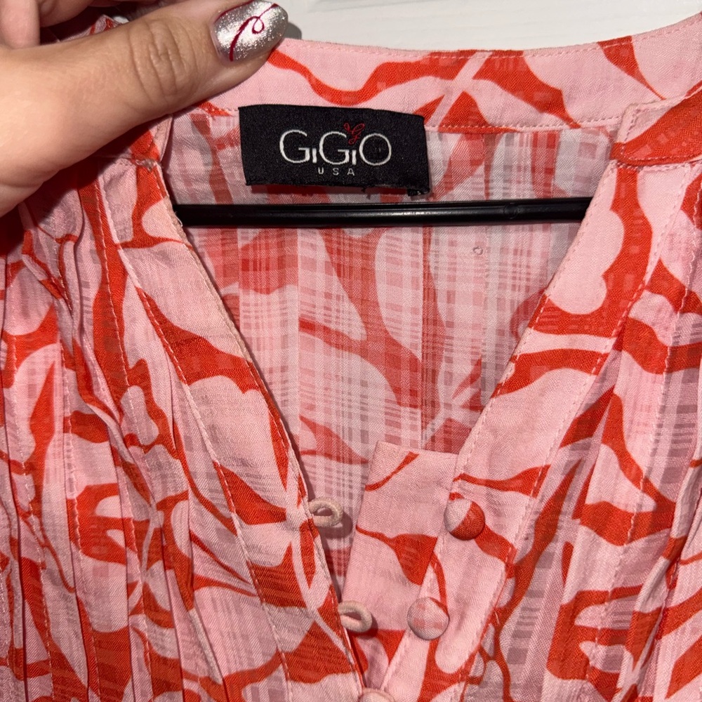 Gigio Women's Vibrant Red and Pink Blouse - Picture 2 of 6